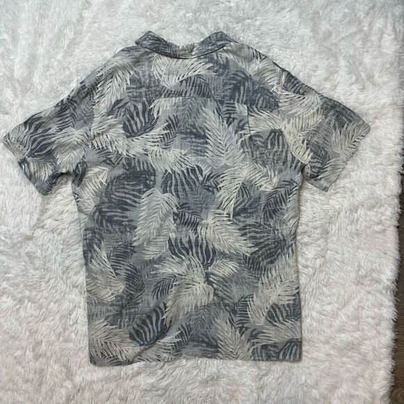 Tasso Elba Silk Linen Shirt Palm Beachy Mens 2XL Tall Blue White Short Sleeve Ha - Picture 6 of 7